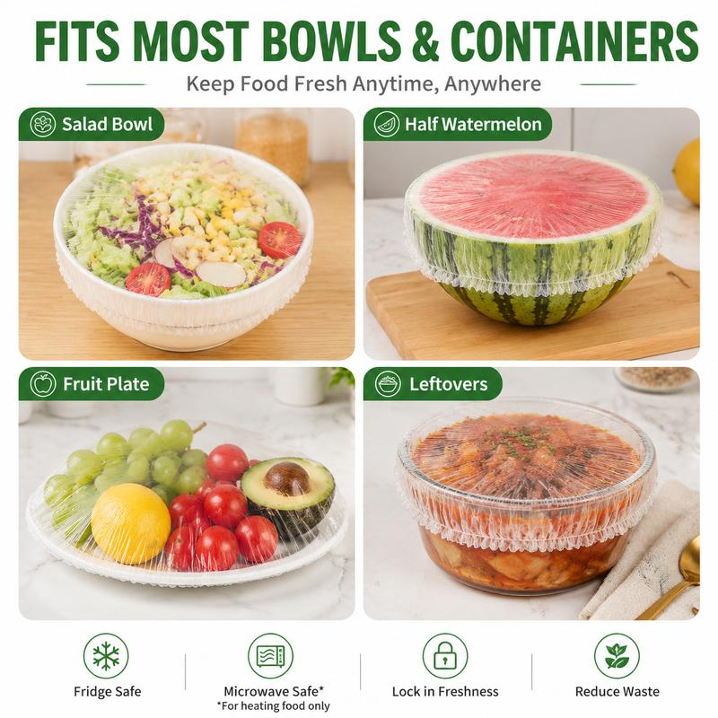 Stretch Food Covers, 100 Pieces