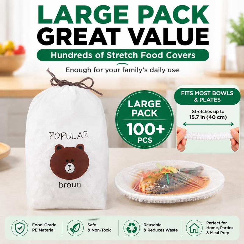 Stretch Food Covers, 100 Pieces