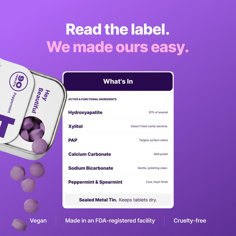 Purple Toothpaste Tablets with Hydroxyapatite